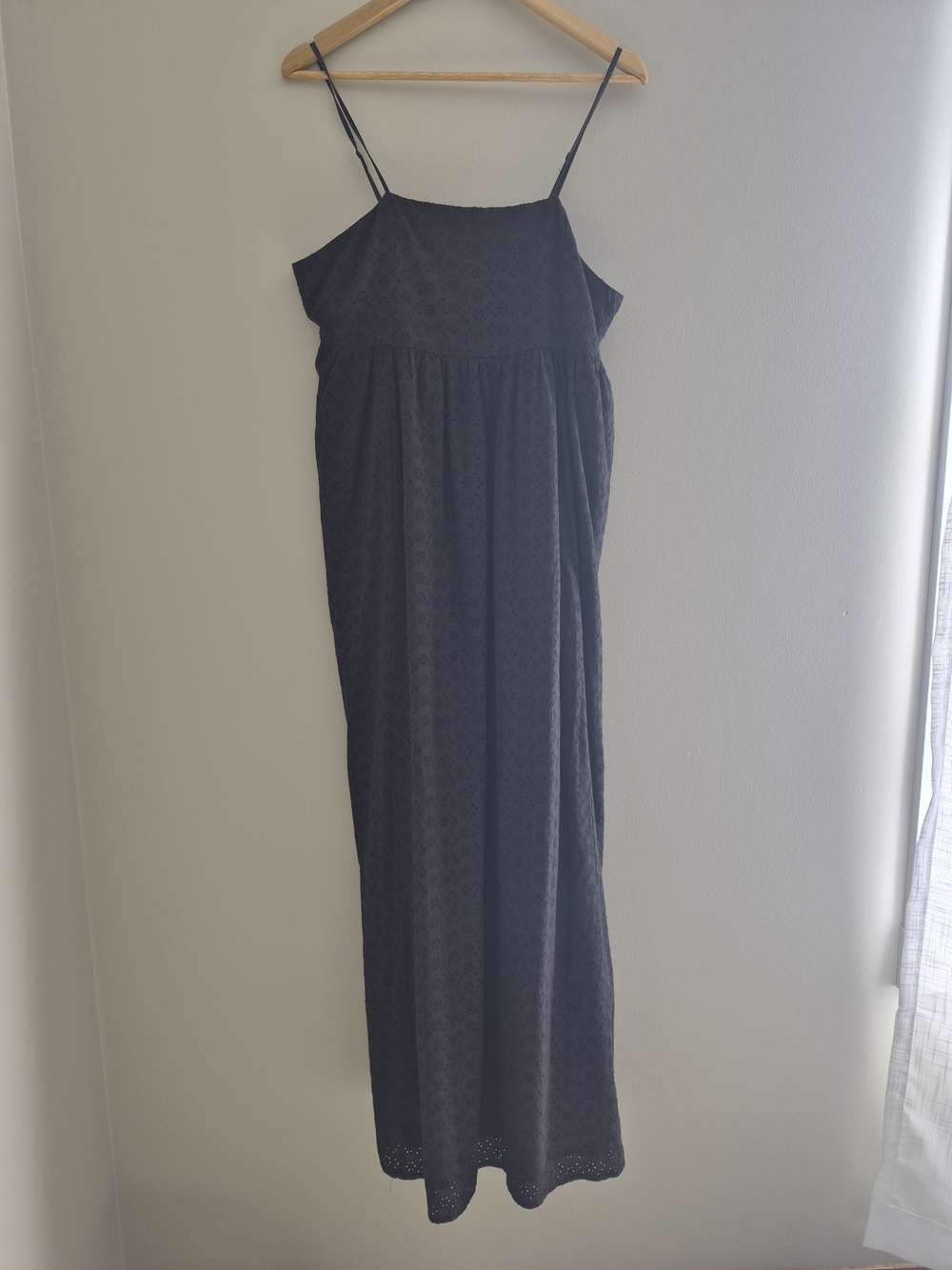 Black Eyelet Maxi Sundress with Spaghetti Straps